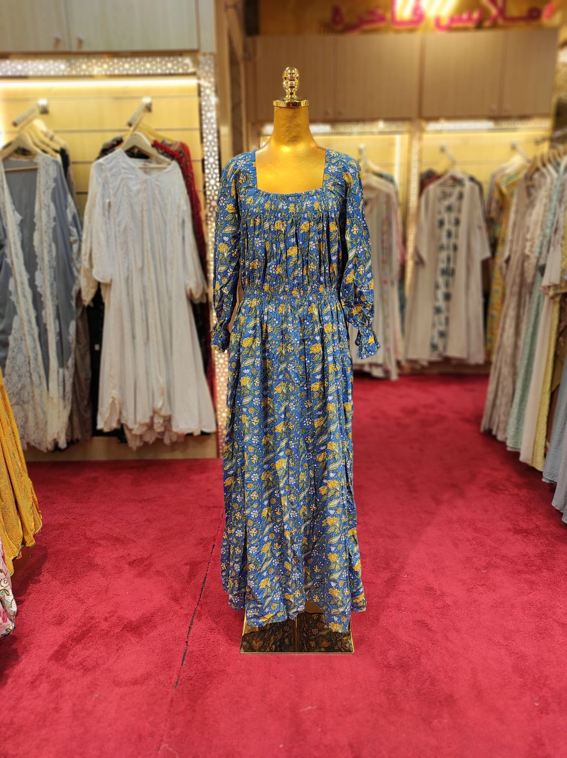 Free Size Fazlin Printed Cotton Dress 57&quot; Long Jalabiya