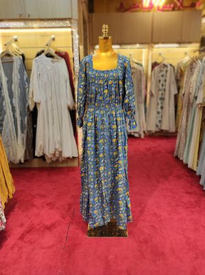 Free Size Fazlin Printed Cotton Dress 57&quot; Long Jalabiya