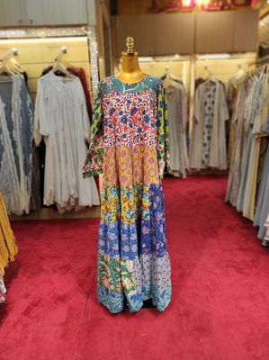 2XL/3XL Petal Printed Cotton Dress 57&quot; Long Jalabiya