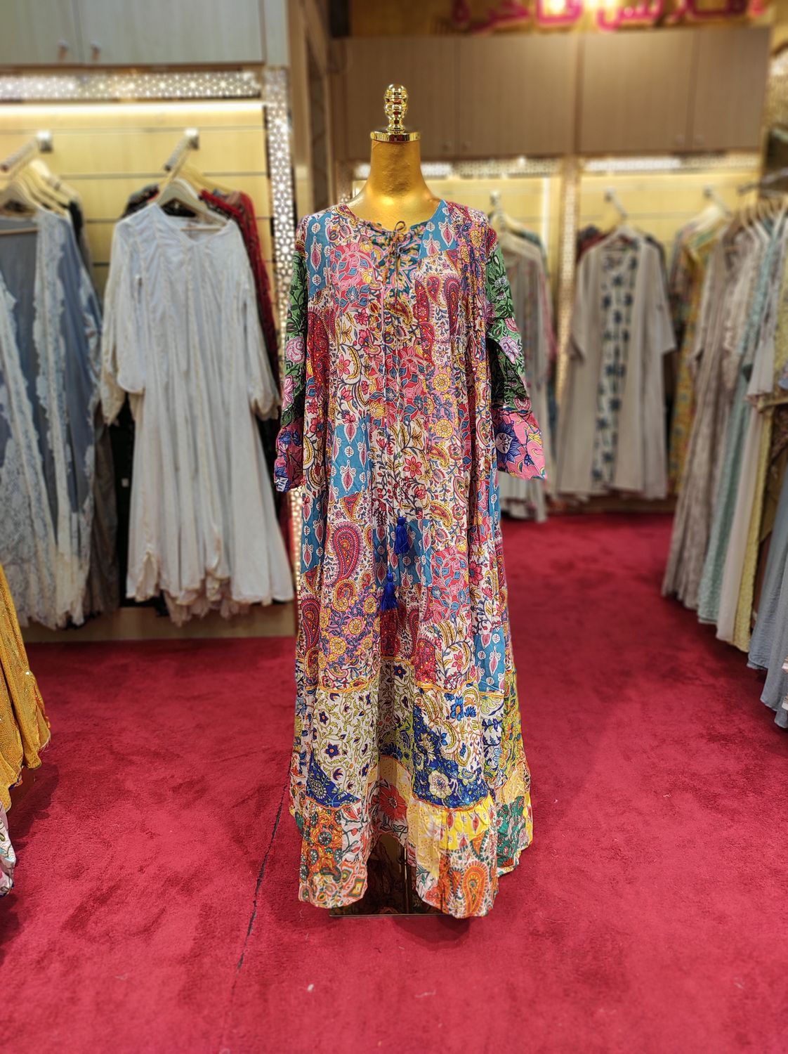 2XL/3XL Sadia Printed Cotton Dress 57&quot; Long Jalabiya