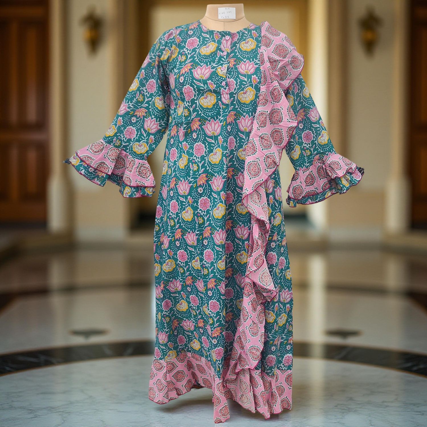 XS/S Princess Printed Cotton Dress 54&quot; Jalabiya