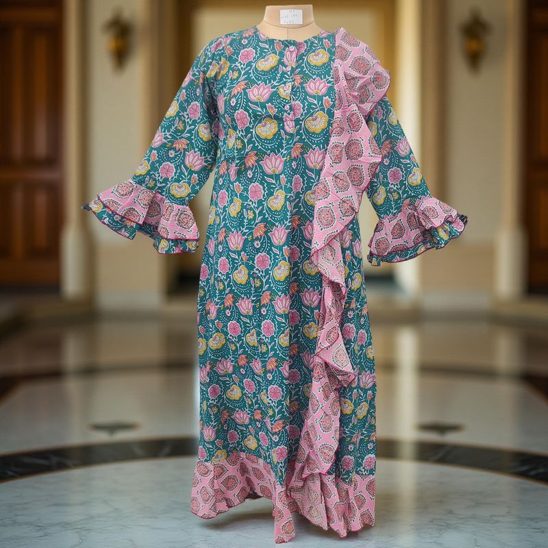 XS/S Princess Printed Cotton Dress 54&quot; Jalabiya