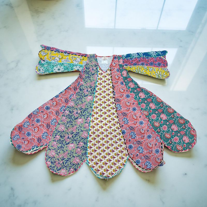 6-7 Year Meher Multi Printed Cotton Girls Dress 38&quot; Long Jalabiya