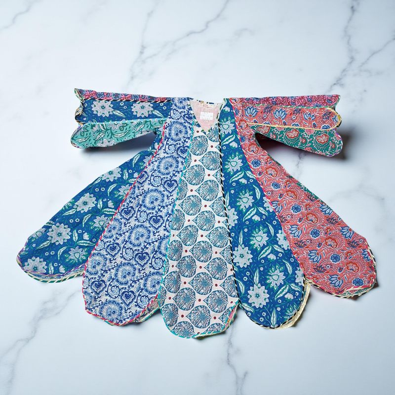 6-7 Year Meher Multi Printed Cotton Girls Dress 38&quot; Long Jalabiya