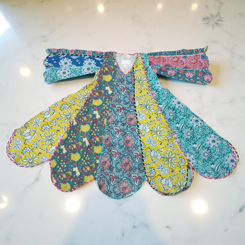6-7 Year Meher Multi Printed Cotton Girls Dress 38&quot; Long Jalabiya