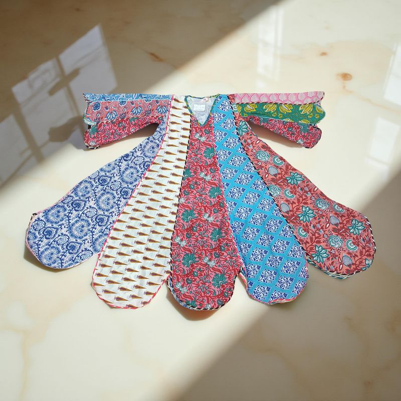 6-7 Year Meher Multi Printed Cotton Girls Dress 38&quot; Long Jalabiya