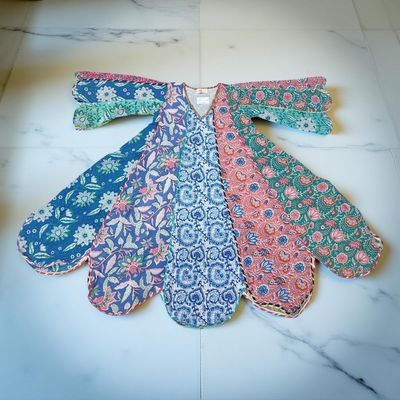 6-7 Year Meher Multi Printed Cotton Girls Dress 38&quot; Long Jalabiya