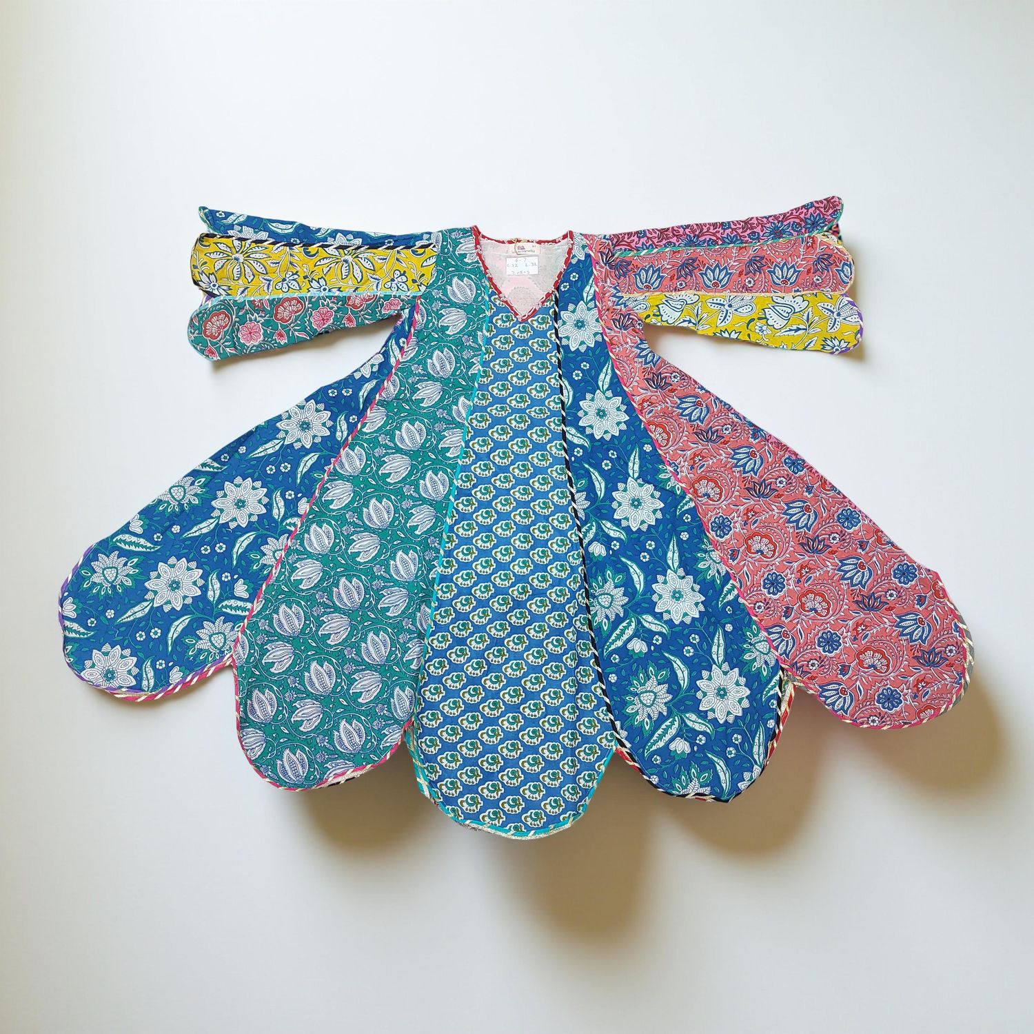 6-7 Year Meher Multi Printed Cotton Girls Dress 38&quot; Long Jalabiya