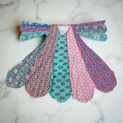 6-7 Year Meher Multi Printed Cotton Girls Dress 38&quot; Long Jalabiya