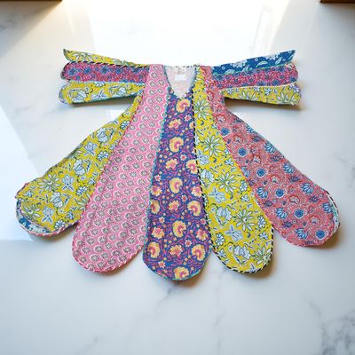 6-7 Year Meher Multi Printed Cotton Girls Dress 38&quot; Long Jalabiya