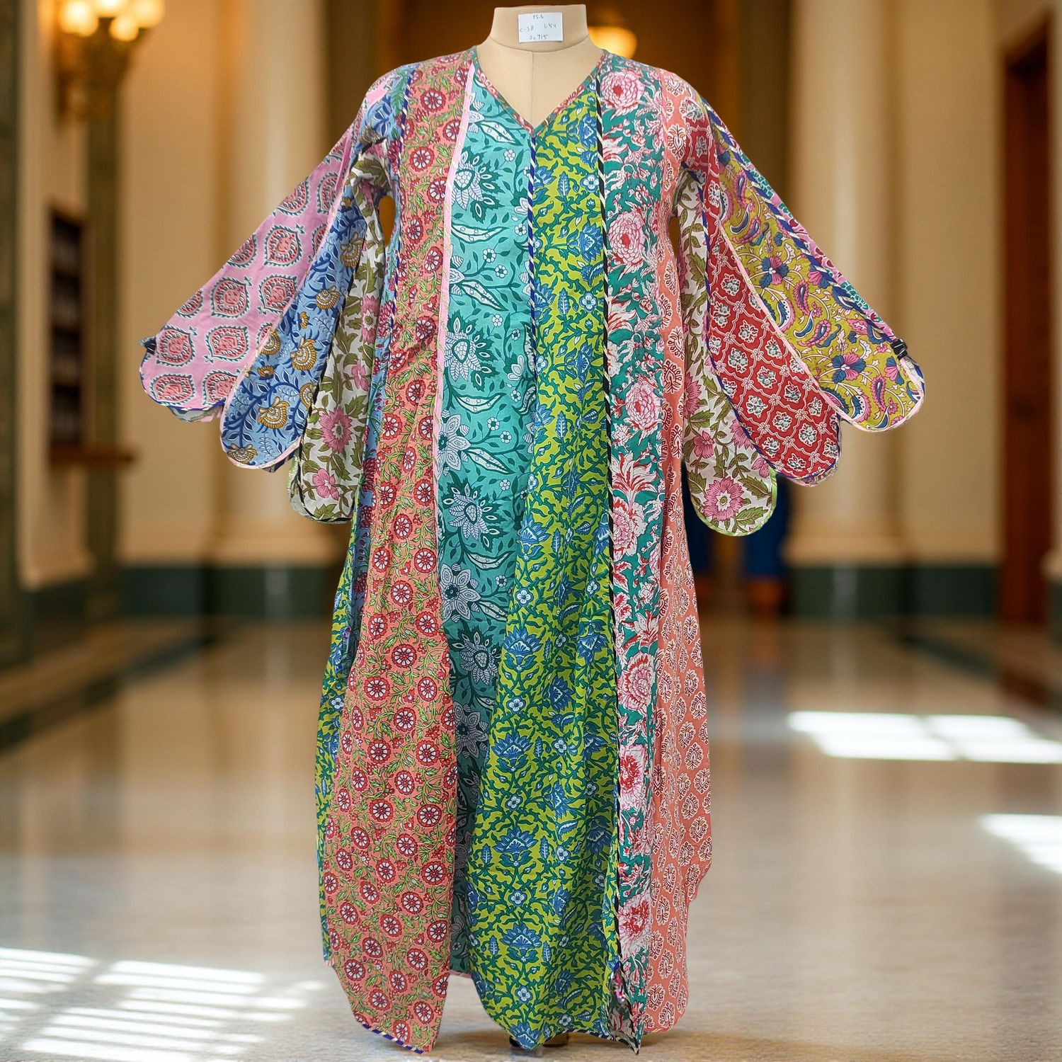 XS/S Meher Multi Printed Cotton Dress 54&quot; Long Jalabiya