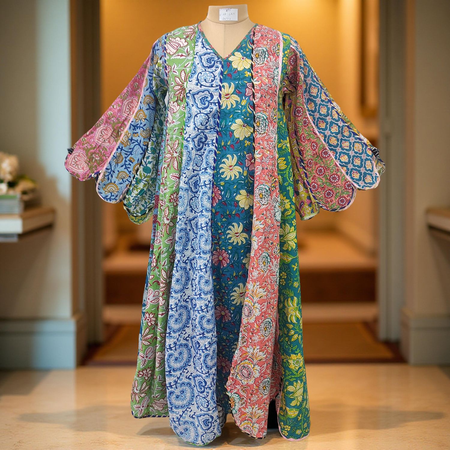 XS/S Meher Multi Printed Cotton Dress 54&quot; Long Jalabiya