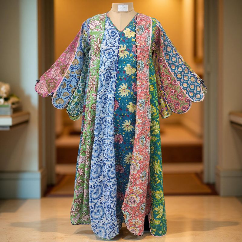 XS/S Meher Multi Printed Cotton Dress 54&quot; Long Jalabiya
