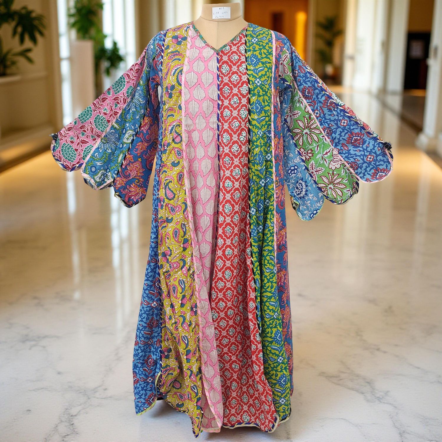 XS/S Meher Multi Printed Cotton Dress 54&quot; Long Jalabiya
