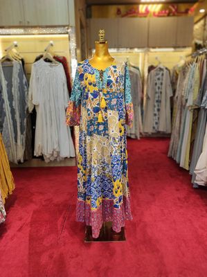 L/XL Sadia Printed Cotton Dress 57&quot; Long Jalabiya