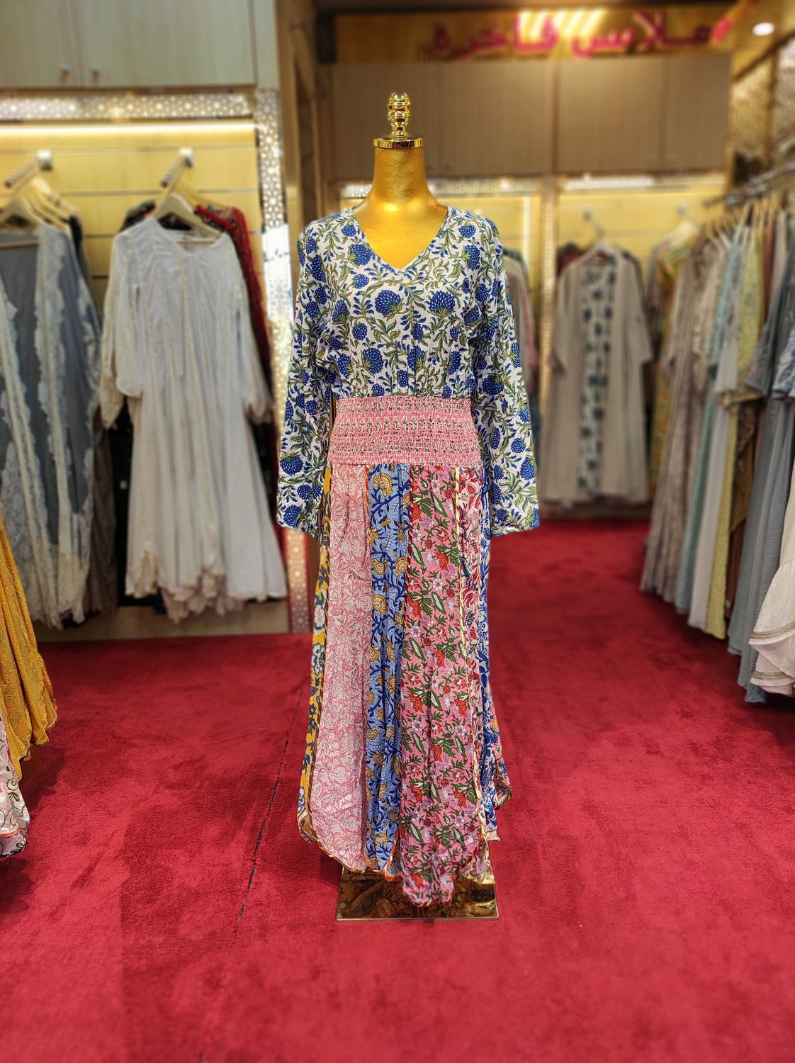 L/XL Zayna Printed Cotton Dress 56&quot; Long Jalabiya
