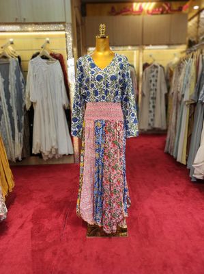 L/XL Zayna Printed Cotton Dress 56&quot; Long Jalabiya