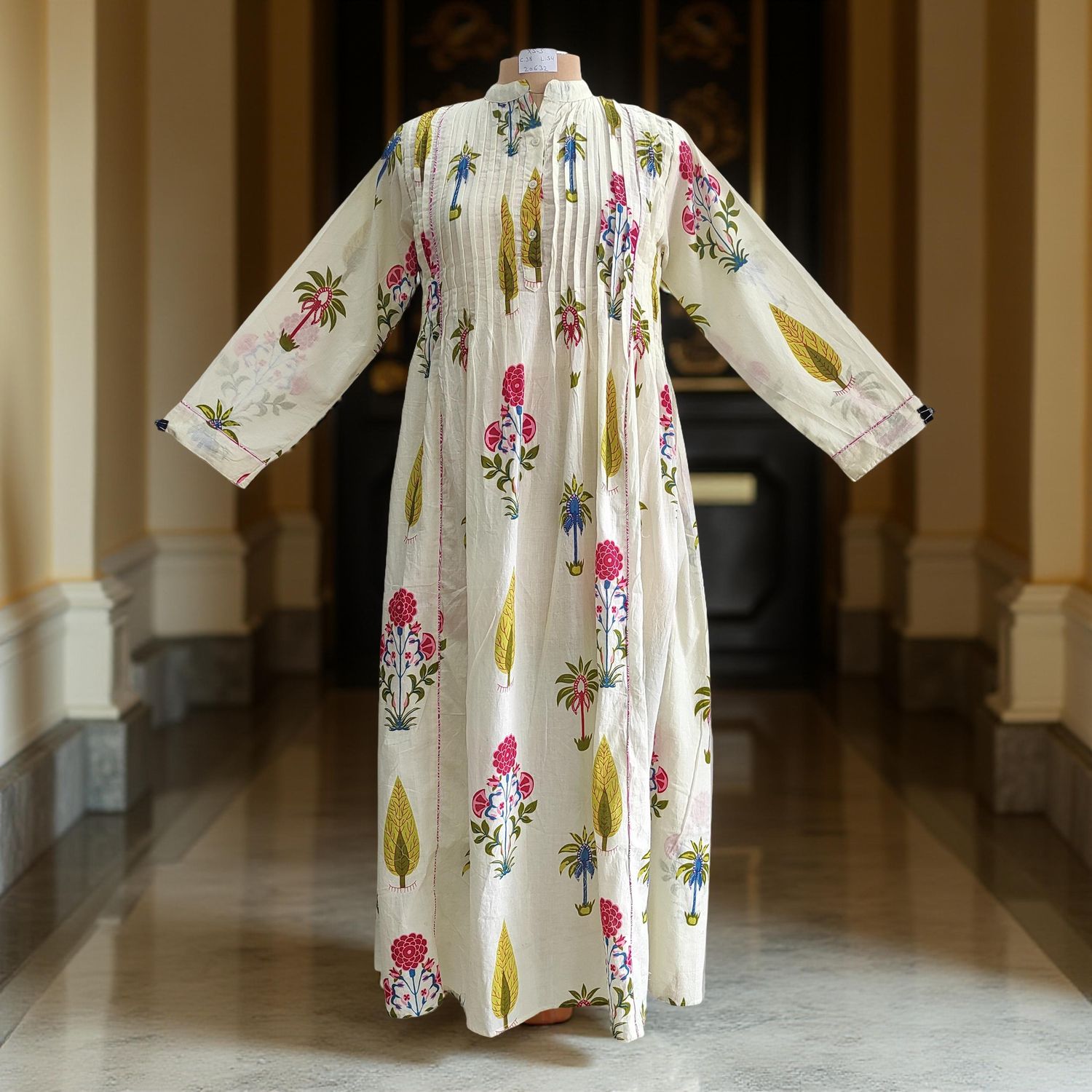 XS/S Afra Printed Cotton Dress 54&quot; Long Jalabiya