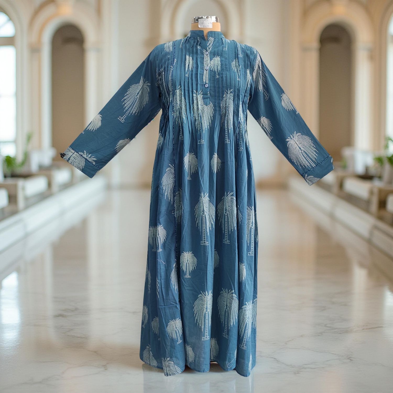 XS/S Afra Printed Cotton Dress 54&quot; Long Jalabiya