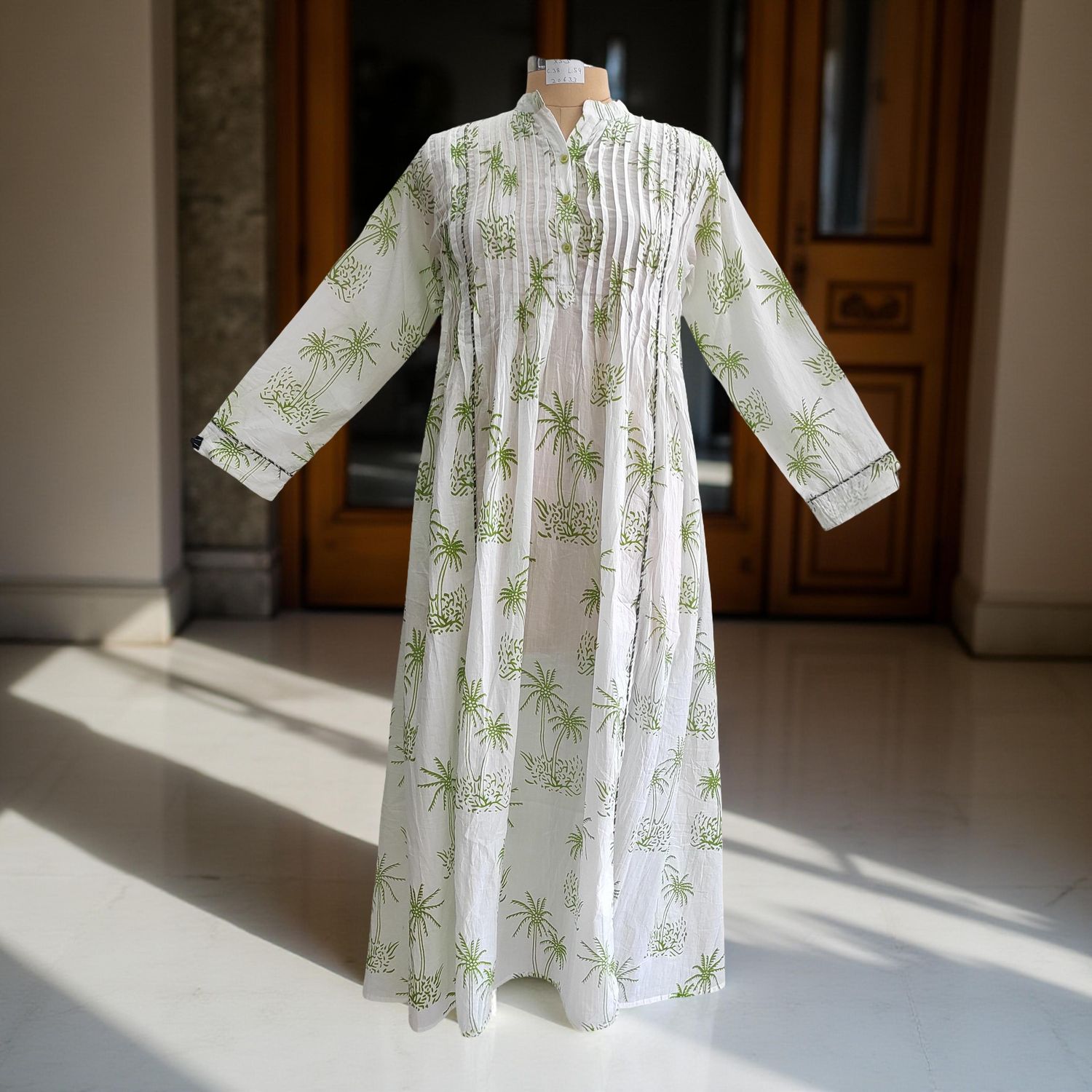 XS/S Afra Printed Cotton Dress 54&quot; Long Jalabiya