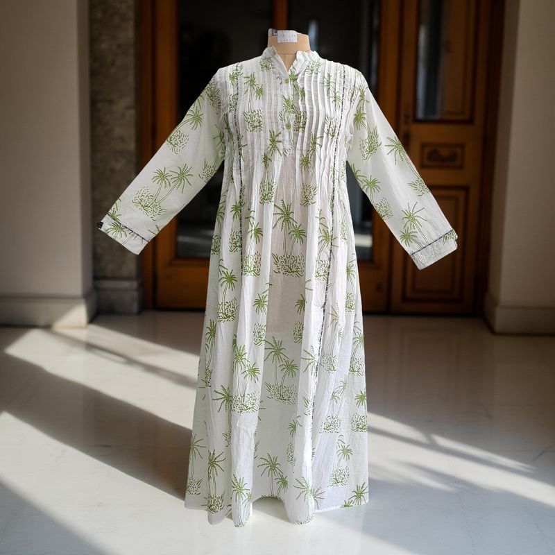 XS/S Afra Printed Cotton Dress 54&quot; Long Jalabiya