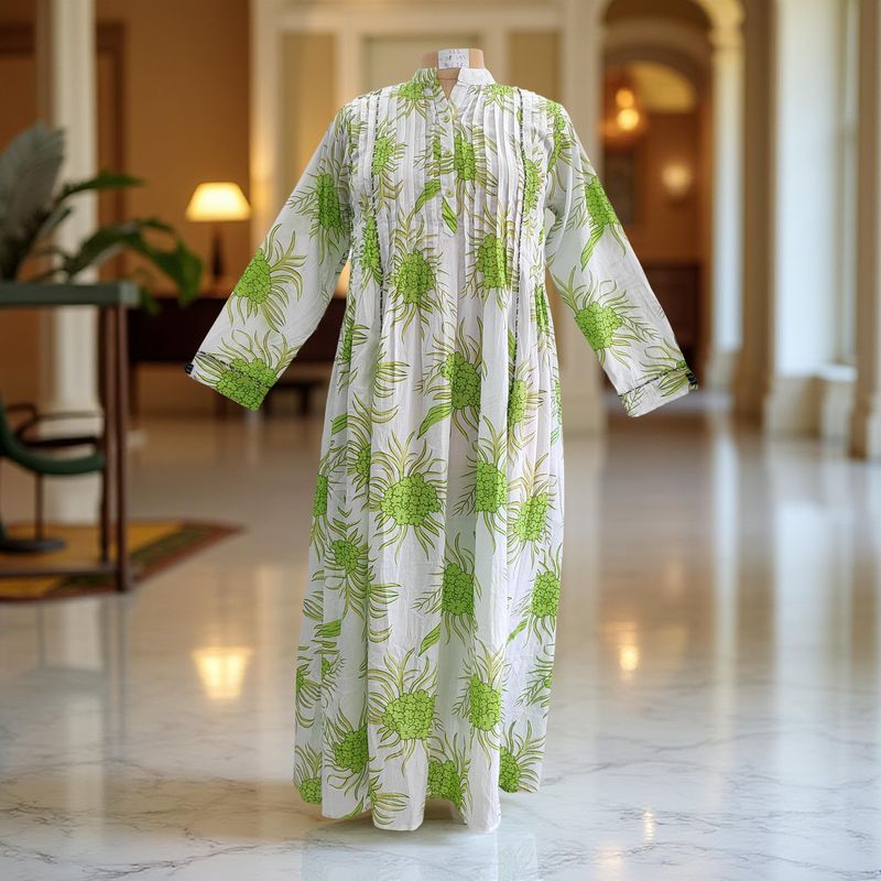 XS/S Afra Printed Cotton Dress 54&quot; Long Jalabiya