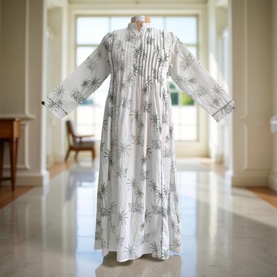 XS/S Afra Printed Cotton Dress 54&quot; Long Jalabiya