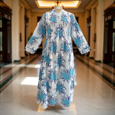 XS/S Afra Printed Cotton Dress 54&quot; Long Jalabiya