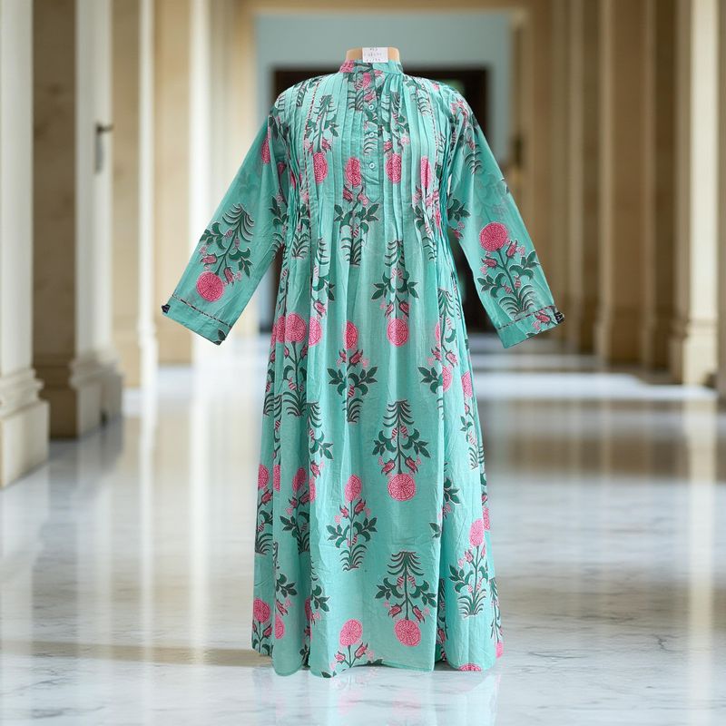 XS/S Afra Printed Cotton Dress 54&quot; Long Jalabiya
