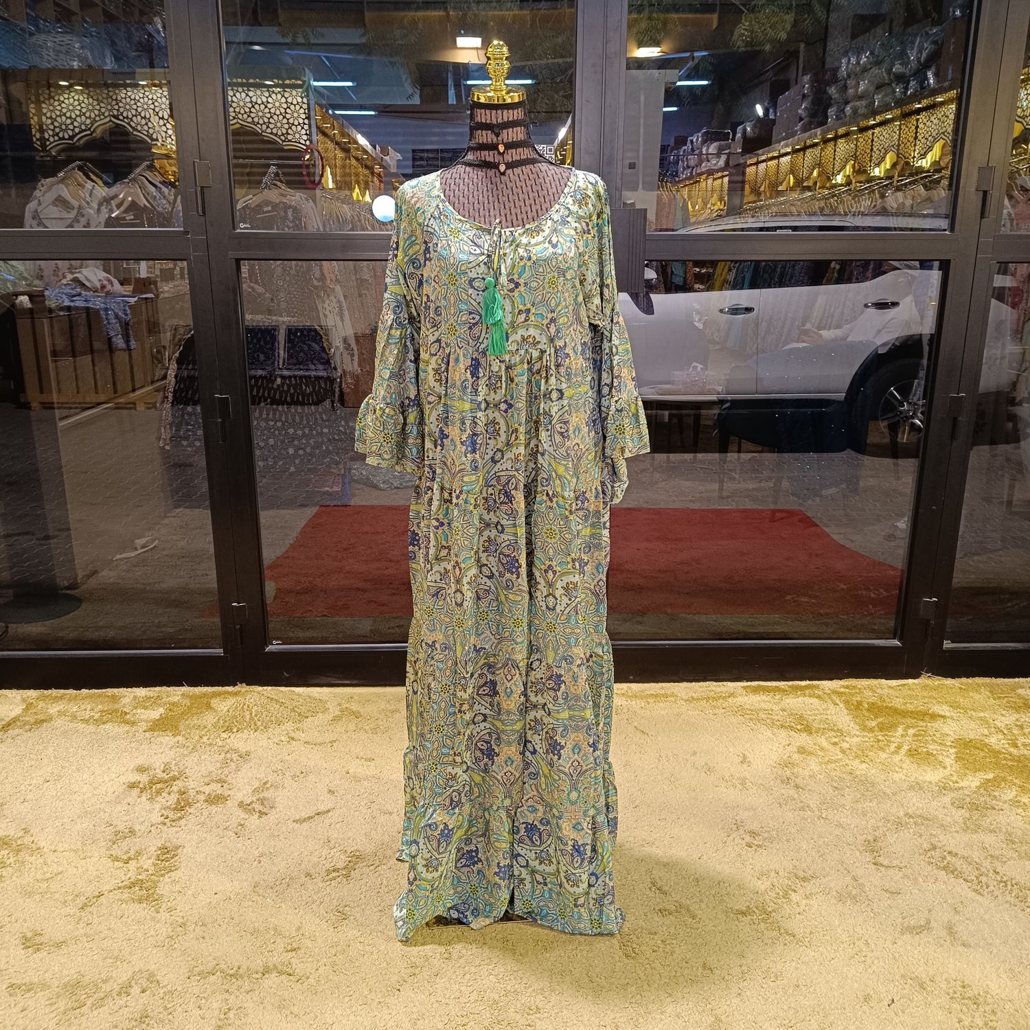 S/M Gaby Silk Crystal  Long Dress 57&quot; Long Jalabiya