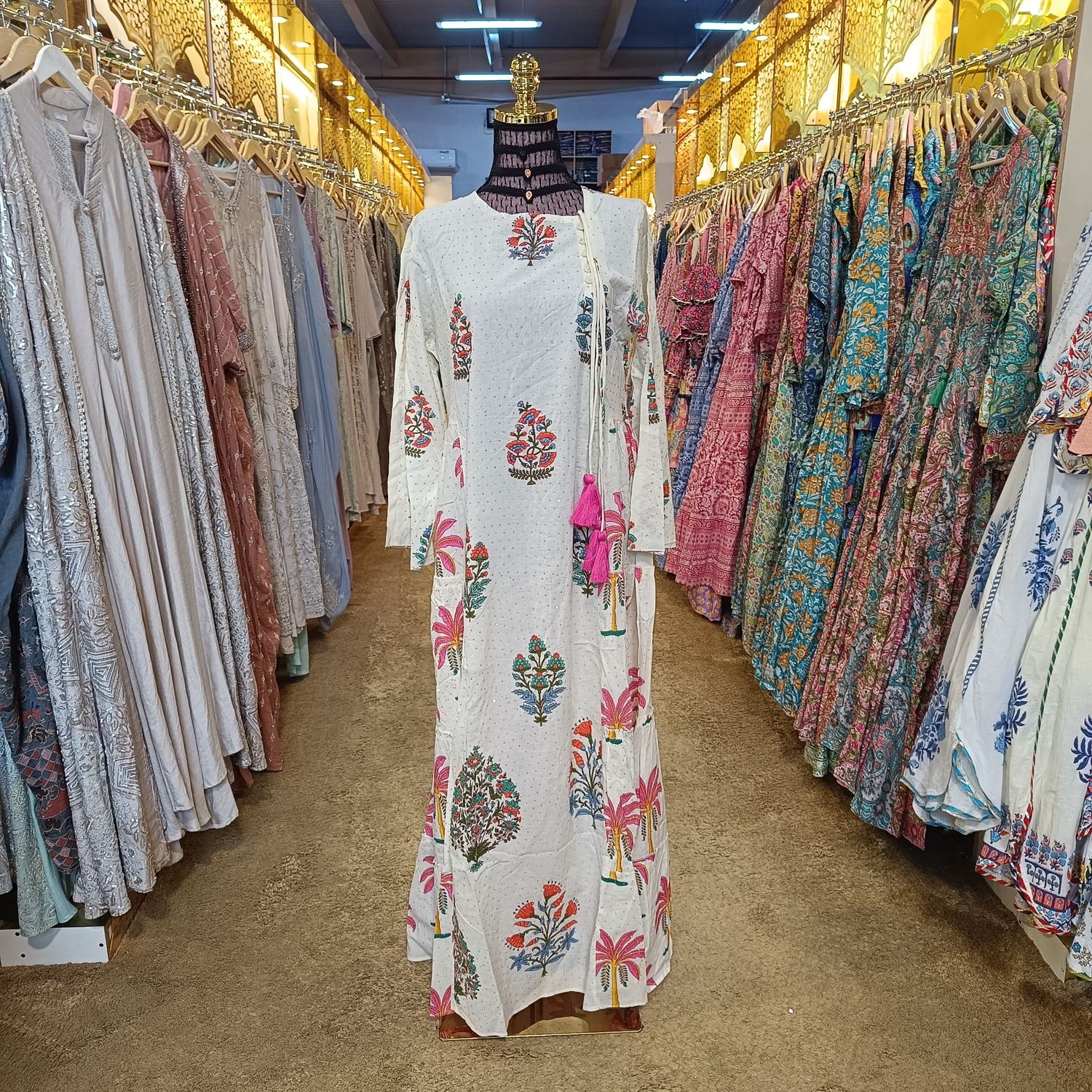 S/M Cindrella crystal  Cotton Dress 57&quot; Long Jalabiya