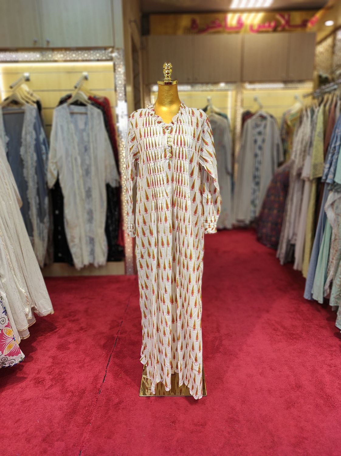 L/XL Sparrow Printed Cotton Dress 57&quot; Long Jalabiya