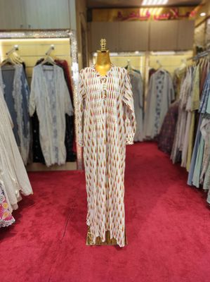 L/XL Sparrow Printed Cotton Dress 57&quot; Long Jalabiya