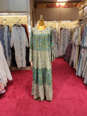 L/XL Moon Printed Cotton Dress 57&quot; Long Jalabiya