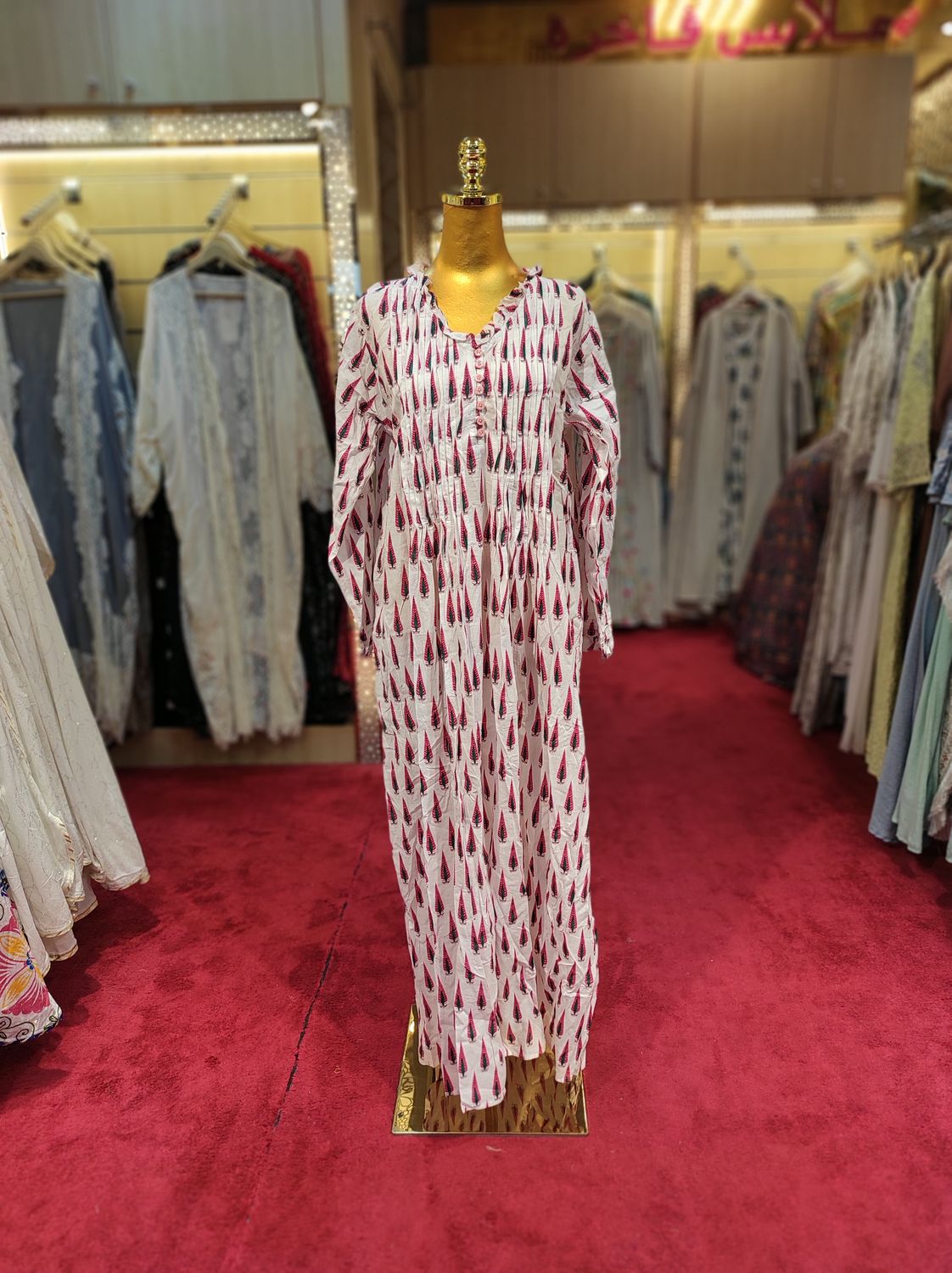 L/XL Sparrow Printed Cotton Dress 57&quot; Long Jalabiya