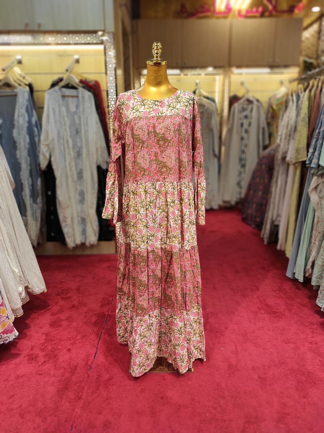 L/XL Moon Printed Cotton Dress 57&quot; Long Jalabiya