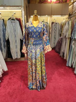 S/M Musira Multi Printed Cotton Dress 57&quot; Long Jalabiya