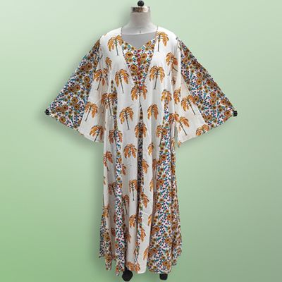 S/M Payal Printed Cotton Dress 57&quot; Long Jalabiya
