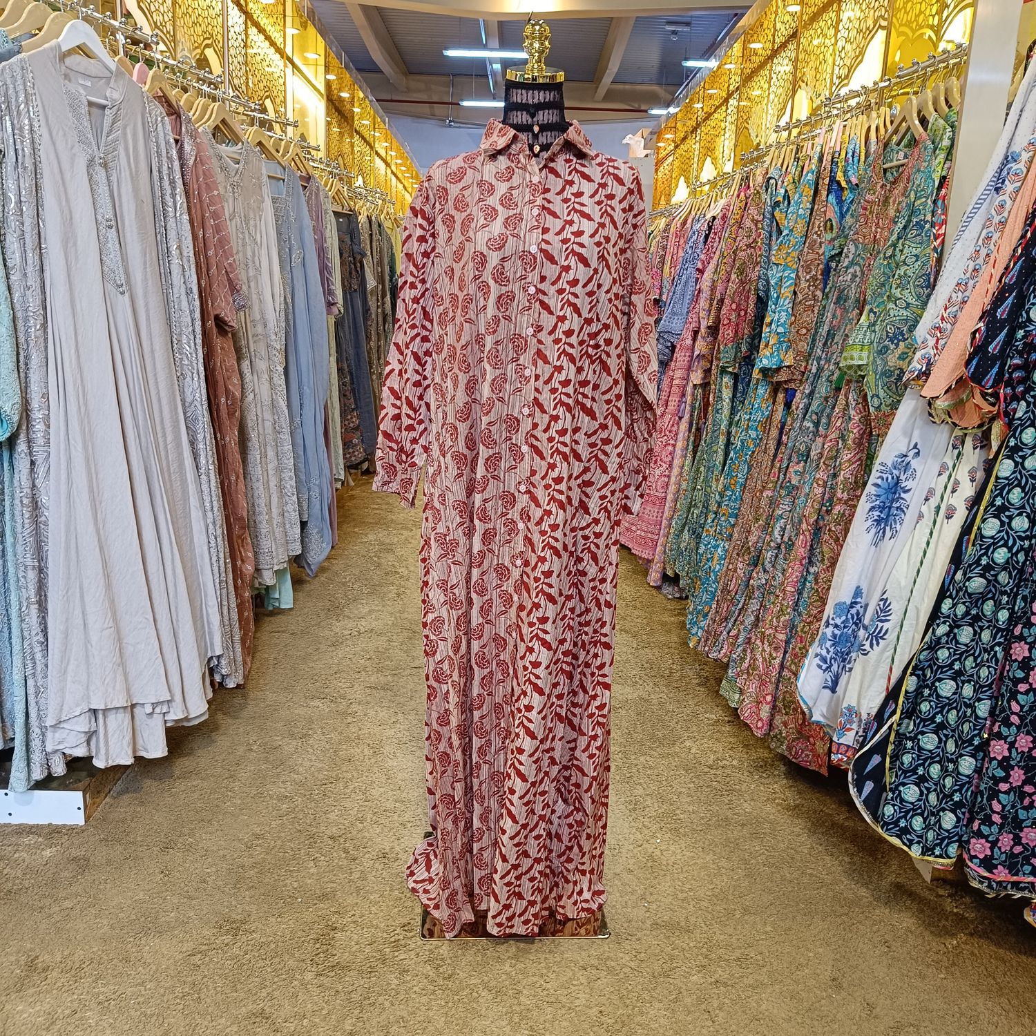L/XL Singapore Printed Cotton Dress 57&quot; Long Jalabiya