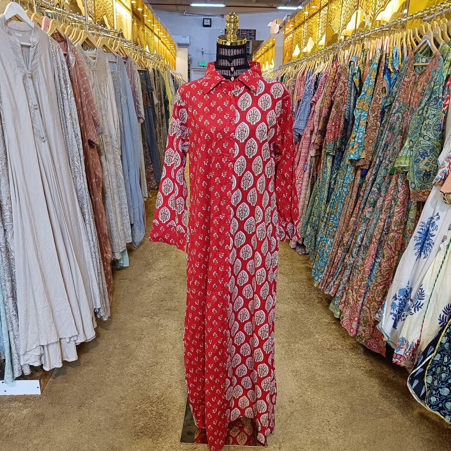 S/M Singapore Printed Cotton Dress 57&quot; Long Jalabiya
