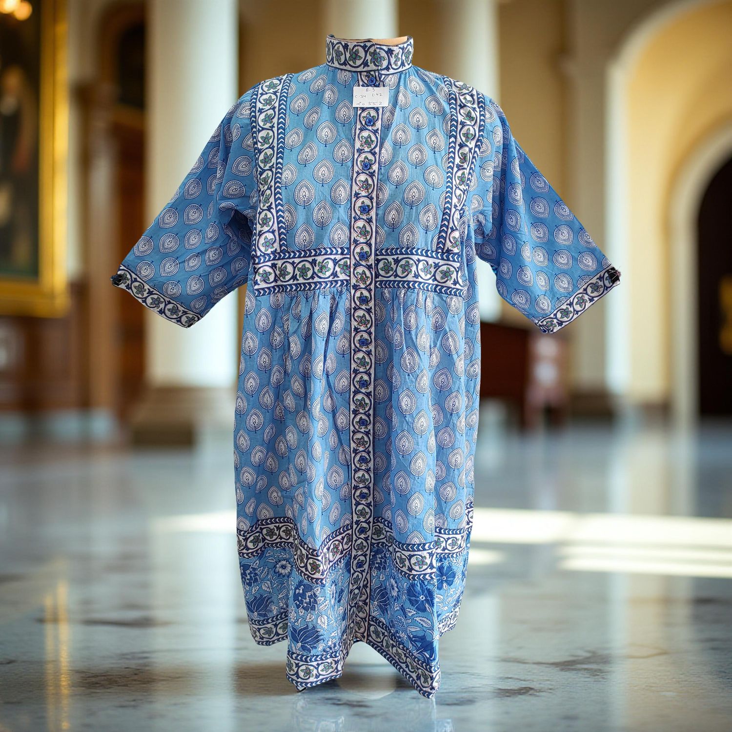 8-9 Year Faryat Printed Cotton  Dress 42&quot; Long Jalabiya