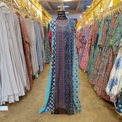 L/XL Malaysia Printed Cotton Dress 57&quot; Long Jalabiya