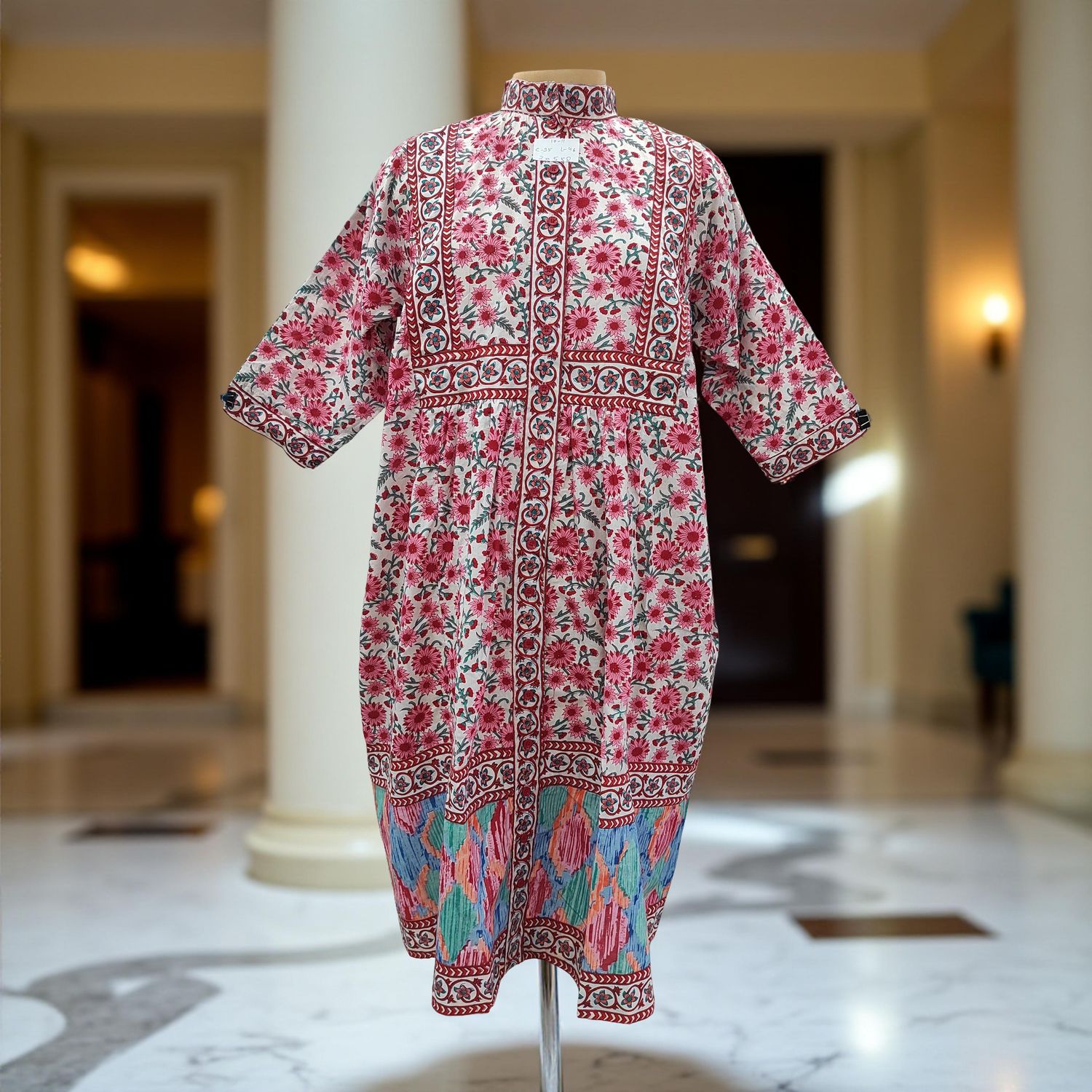 10-11 Year Faryat Printed Cotton  Dress 46&quot; Long Jalabiya