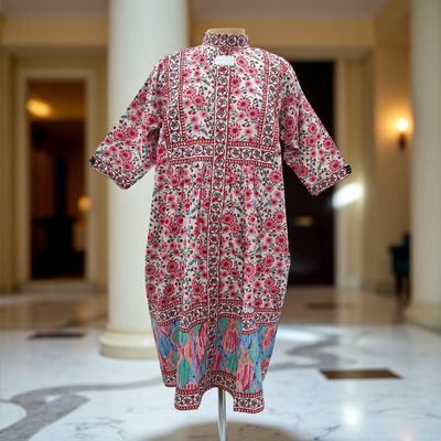 10-11 Year Faryat Printed Cotton  Dress 46&quot; Long Jalabiya