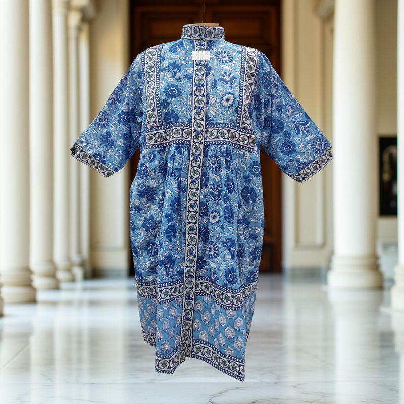 8-9 Year Faryat Printed Cotton  Dress 42&quot; Long Jalabiya