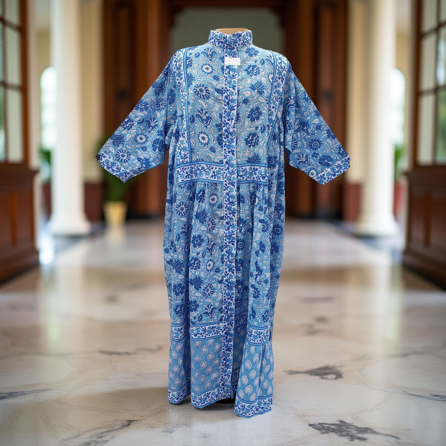Free Size Faryat Printed Cotton  Dress 57&quot; Long Jalabiya