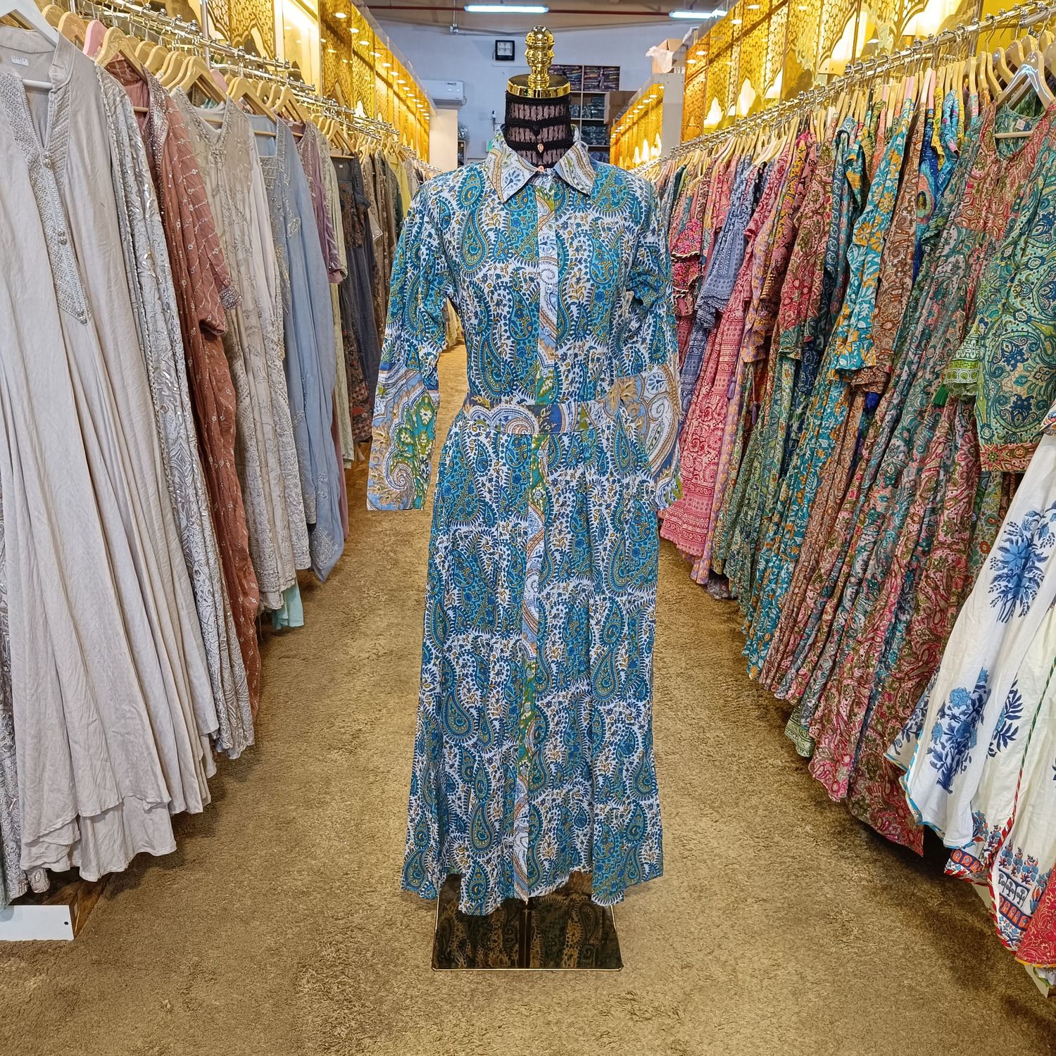 XS/S Tansy Printed Cotton Jalabiya Dress 54&quot; Long