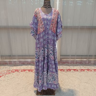 2XL/3XL Hamida Printed Cotton Dress 57&quot;Long Jalabiya