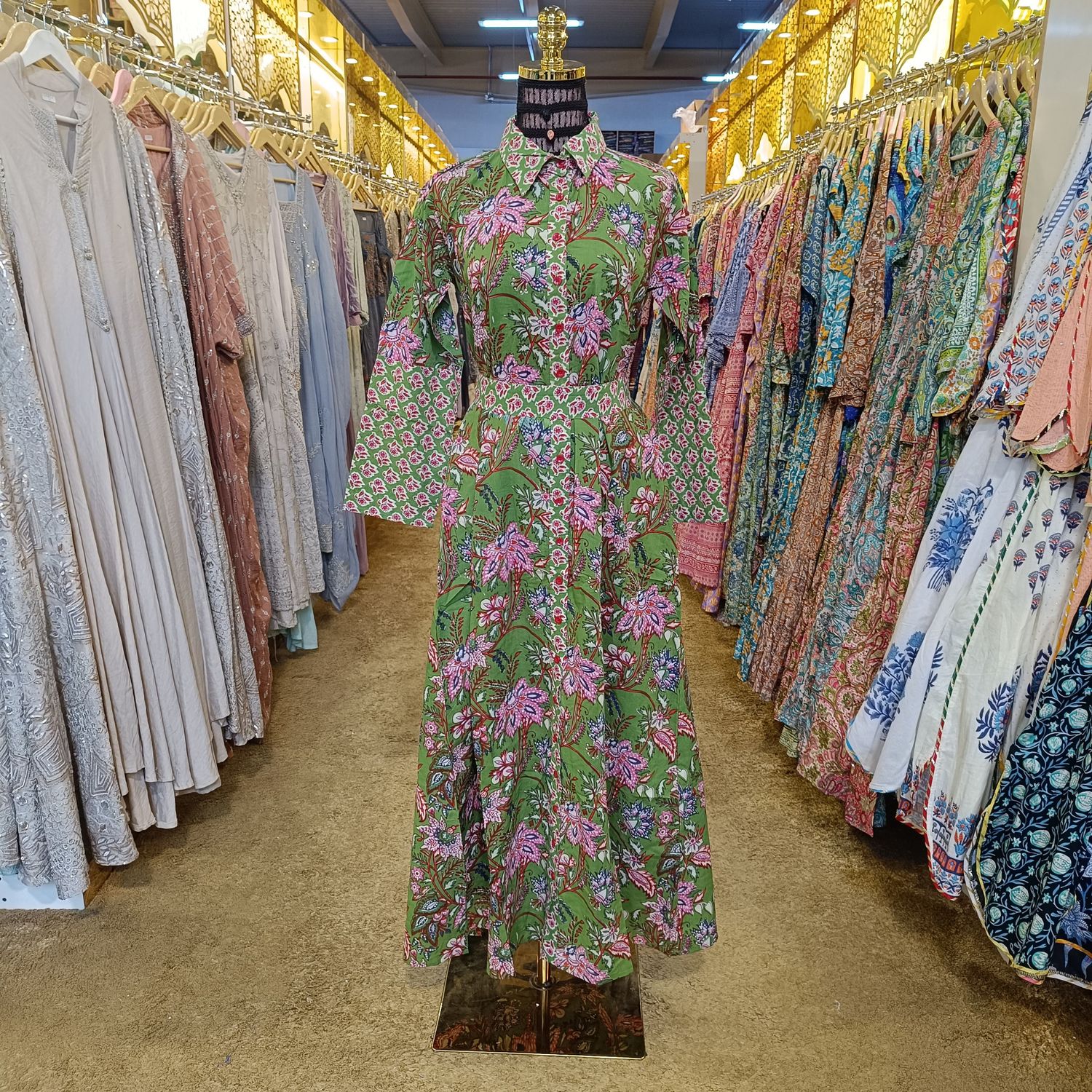 XS/S Tansy Printed Cotton Jalabiya Dress 54&quot; Long