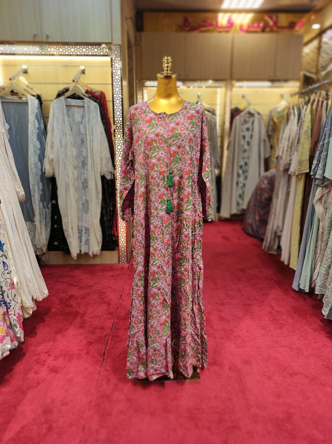 L/XL Razia Crystal Cotton  Dress 57&quot; Long Jalabiya